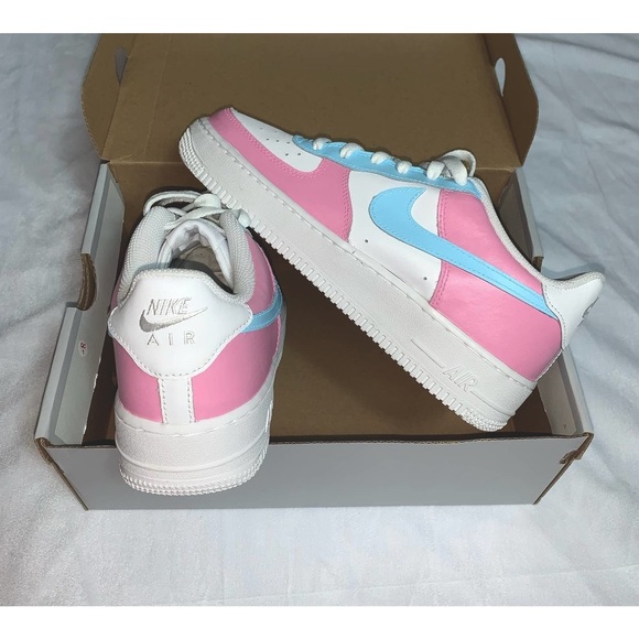 Nike Air Force 1’s Pink and Blue Custom - Picture 2 of 2